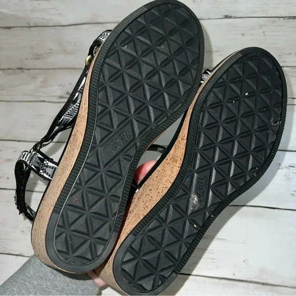 Teva Arrabelle Aztec Cork Wedge Sandals Women’s Size 11 Black - Picture 6 of 7